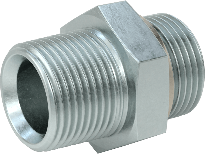 Kompakt Aşırı Basınçlı Çelik Boru Bağlantı Elemanı, Düz Adaptör, 1 BSPP Erkek x 1 NPT Erkek