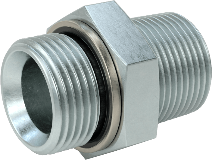 Kompakt Aşırı Basınçlı Çelik Boru Bağlantı Elemanı, Düz Adaptör, 1 BSPP Erkek x 1 NPT Erkek