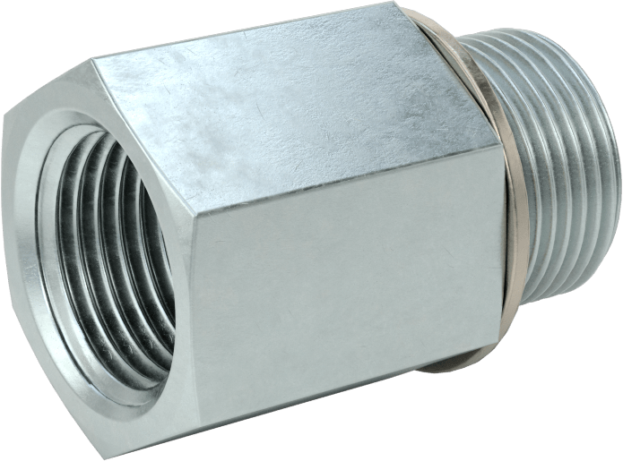 Kompakt Aşırı Basınçlı Çelik Boru Bağlantı Elemanı, Adaptör, 1/2 NPT Dişi, M22 x 1,5 mm Erkek Diş