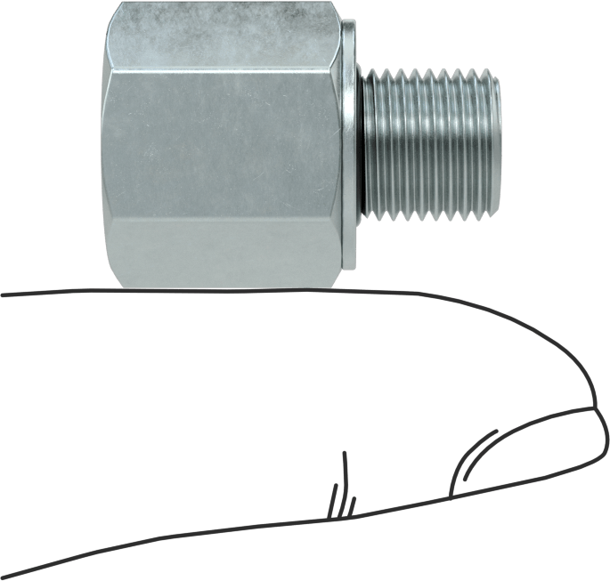 Kompakt Aşırı Basınçlı Çelik Boru Bağlantı Elemanı, Düz Adaptör, 1/8 NPT Dişi x 1/8 BSPP Erkek