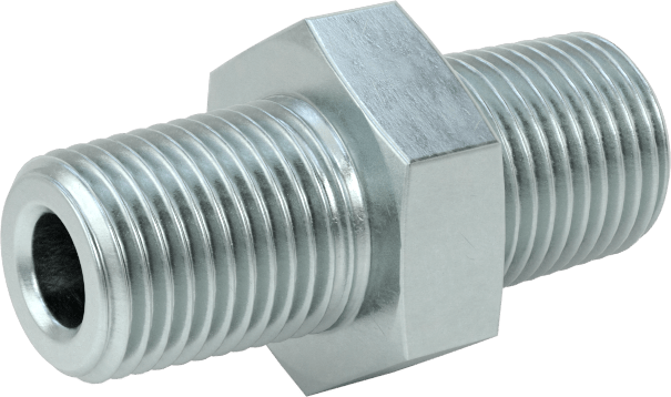 Kompakt Aşırı Basınçlı Çelik Boru Bağlantı Elemanı, Düz Adaptör, 1/8 BSPT Erkek x 1/8 NPT Erkek