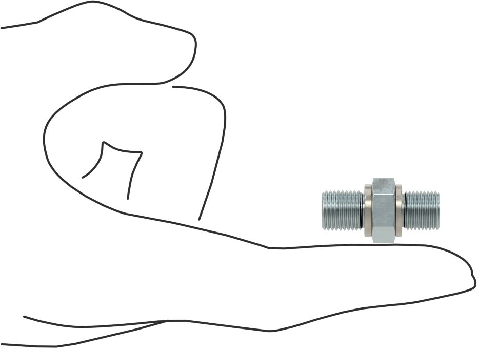 Kompakt Aşırı Basınçlı Çelik Boru Bağlantı Elemanı, Adaptör, 1/8 BSPP Erkek, M10 x 1,00 mm Erkek Diş