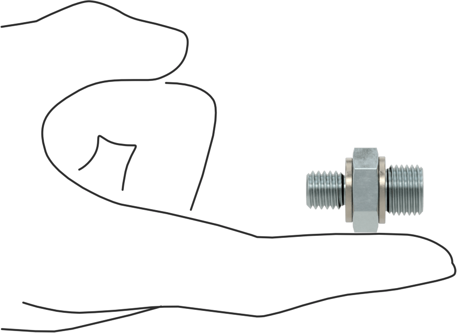 Kompakt Aşırı Basınçlı Çelik Boru Bağlantı Elemanı, Adaptör, 1/4 BSPP Erkek, M10 x 1,50 mm Erkek Diş