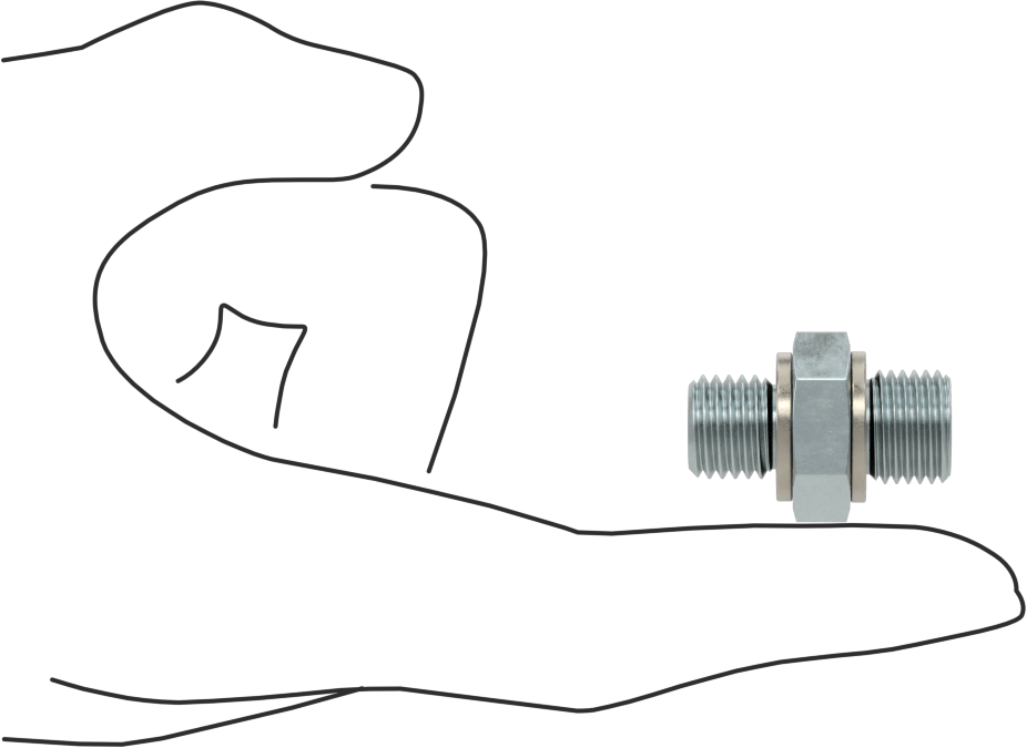 Kompakt Aşırı Basınçlı Çelik Boru Bağlantı Elemanı, Adaptör, 1/4 BSPP Erkek, M12 x 1,50 mm Erkek Diş