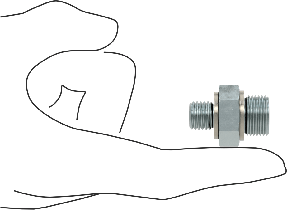 Kompakt Aşırı Basınçlı Çelik Boru Bağlantı Elemanı, Adaptör, 3/8 BSPP Erkek, M12 x 1,50 mm Erkek Diş