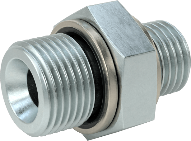 Kompakt Aşırı Basınçlı Çelik Boru Bağlantı Elemanı, Adaptör, 3/8 BSPP Erkek, M14 x 1,50 mm Erkek Diş