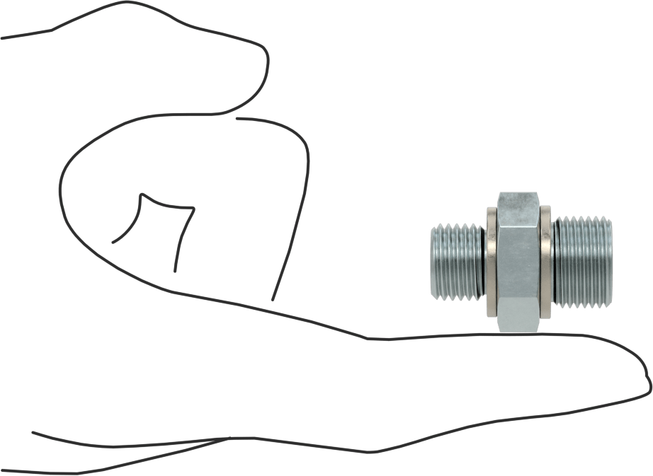 Kompakt Aşırı Basınçlı Çelik Boru Bağlantı Elemanı, Adaptör, 3/8 BSPP Erkek, M14 x 1,50 mm Erkek Diş