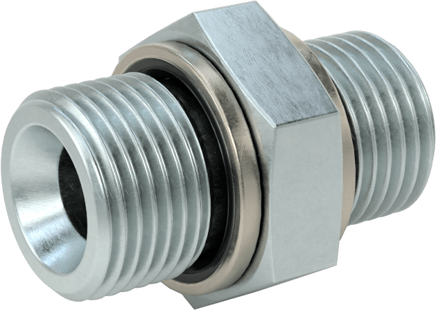 Kompakt Aşırı Basınçlı Çelik Boru Bağlantı Elemanı, Adaptör, 3/8 BSPP Erkek, M16 x 1,50 mm Erkek Diş