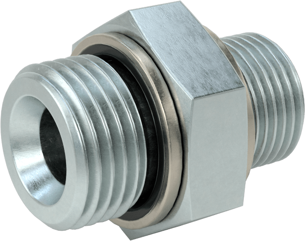 Kompakt Aşırı Basınçlı Çelik Boru Bağlantı Elemanı, Adaptör, 1/2 BSPP Erkek, M18 x 1,50 mm Erkek Diş