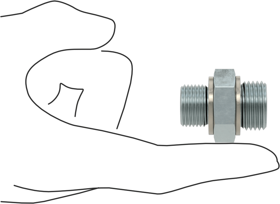 Kompakt Aşırı Basınçlı Çelik Boru Bağlantı Elemanı, Adaptör, 1/2 BSPP Erkek, M18 x 1,50 mm Erkek Diş