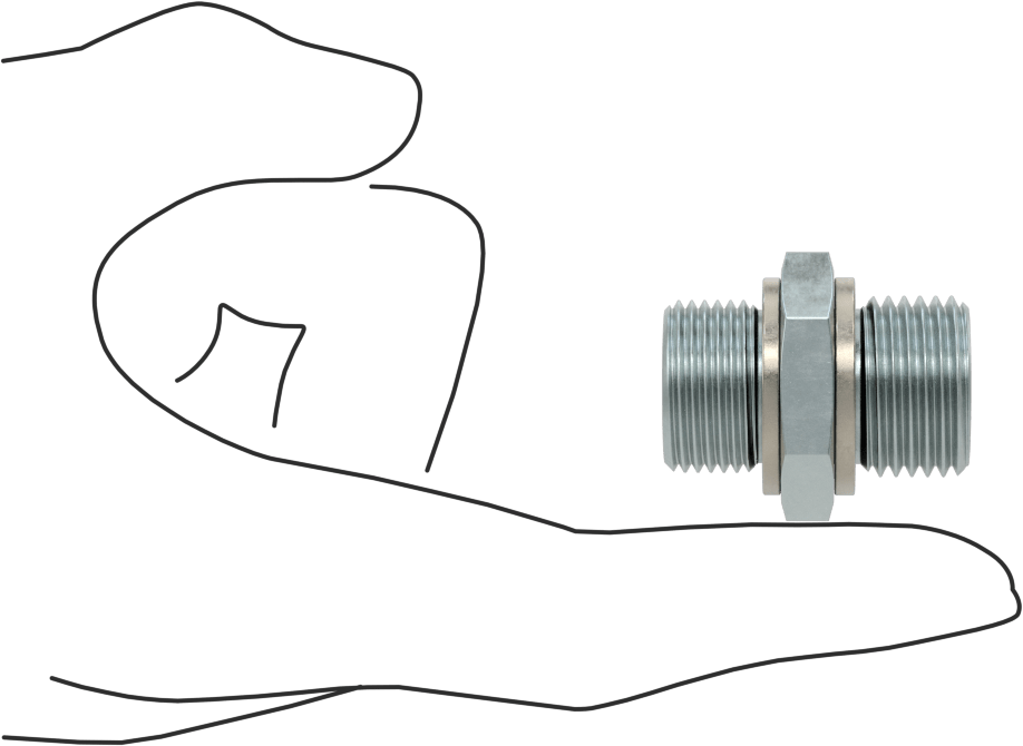 Kompakt Aşırı Basınçlı Çelik Boru Bağlantı Elemanı, Adaptör, 1/2 BSPP Erkek, M20 x 1,50 mm Erkek Diş