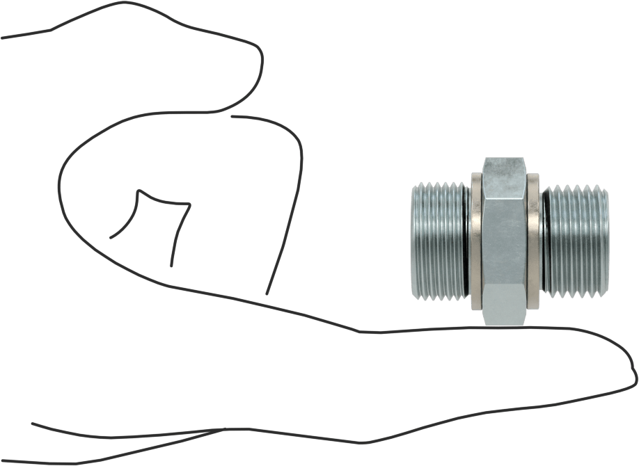 Kompakt Aşırı Basınçlı Çelik Boru Bağlantı Elemanı, Adaptör, 1/2 BSPP Erkek, M22 x 1,50 mm Erkek Diş