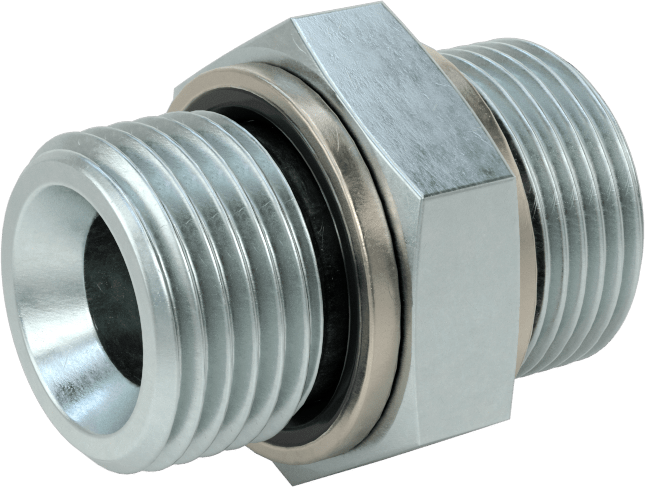 Kompakt Aşırı Basınçlı Çelik Boru Bağlantı Elemanı, Adaptör, 1/2 BSPP Erkek, M22 x 1,50 mm Erkek Diş