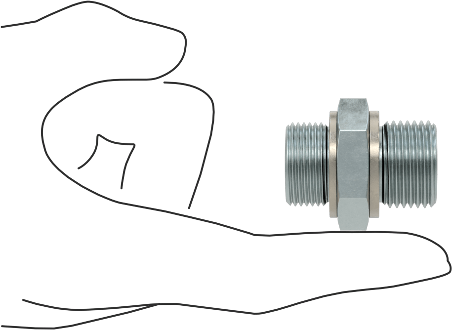 Kompakt Aşırı Basınçlı Çelik Boru Bağlantı Elemanı, Adaptör, 5/8 BSPP Erkek, M22 x 1,50 mm Erkek Diş