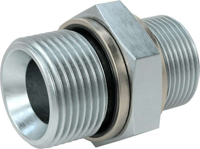 Kompakt Aşırı Basınçlı Çelik Boru Bağlantı Elemanı, Adaptör, 3/4 BSPP Erkek, M24 x 1,50 mm Erkek Diş