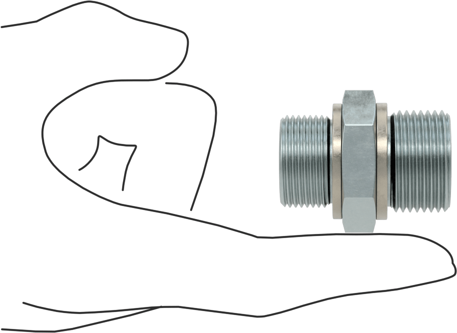 Kompakt Aşırı Basınçlı Çelik Boru Bağlantı Elemanı, Adaptör, 3/4 BSPP Erkek, M24 x 1,50 mm Erkek Diş
