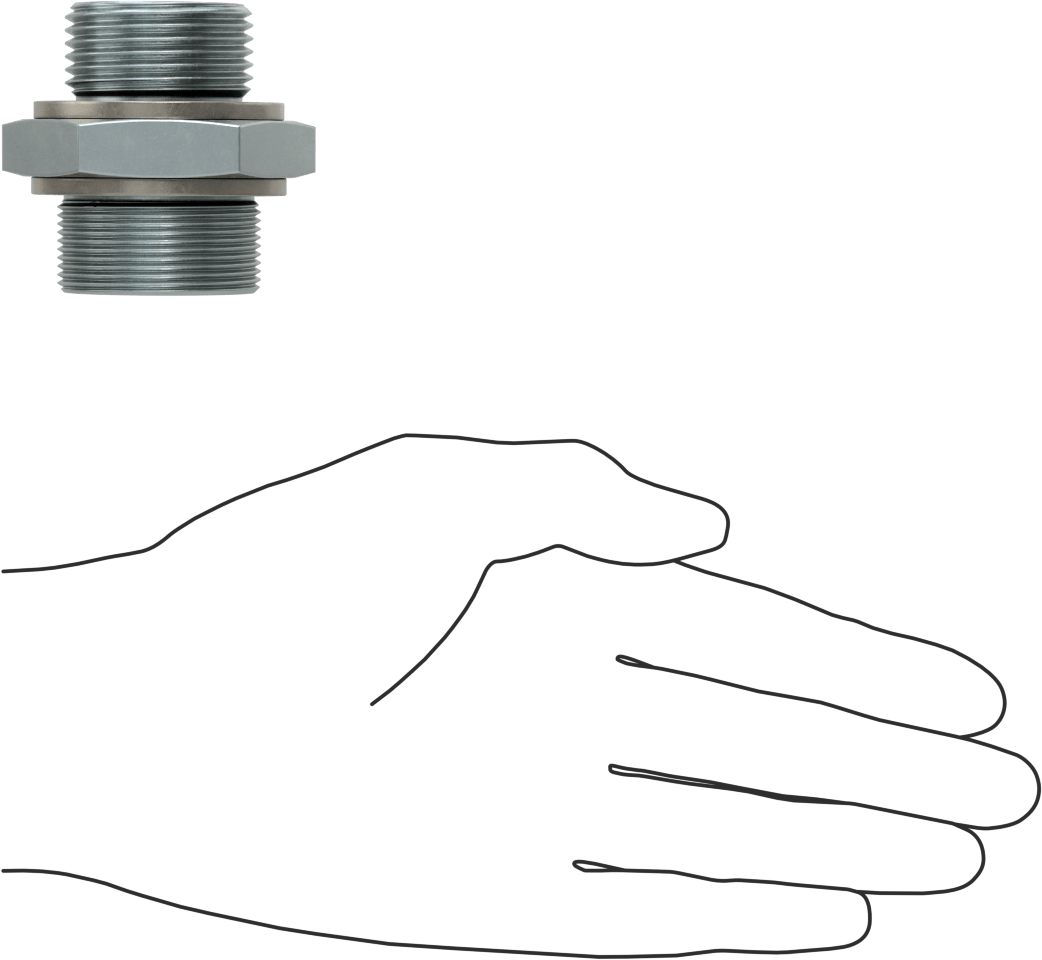 Kompakt Aşırı Basınçlı Çelik Boru Bağlantı Elemanı, Adaptör, 1 BSPP Erkek, M36 x 1,50 mm Erkek Diş