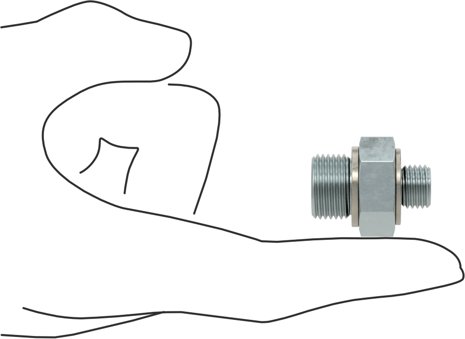 Kompakt Aşırı Basınçlı Çelik Boru Bağlantı Elemanı, Adaptör, 7/16"-20 UN/UNF Erkek Diş x 3/8 BSPP Erkek