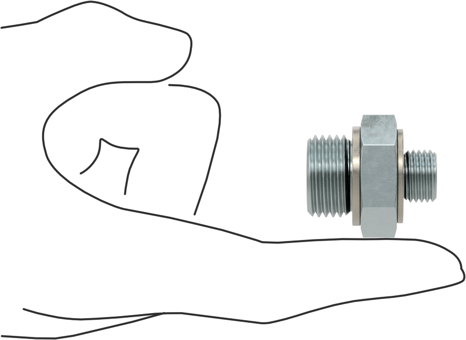 Kompakt Aşırı Basınçlı Çelik Boru Bağlantı Elemanı, Adaptör, 9/16"-18 UN/UNF Erkek Diş x 1/2 BSPP Erkek