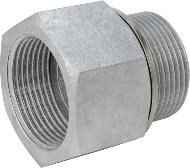 Kompakt Aşırı Basınçlı Çelik Boru Bağlantı Elemanı, Düz Adaptör, 1-1/4 NPT Dişi x 1-1/4 BSPP Erkek