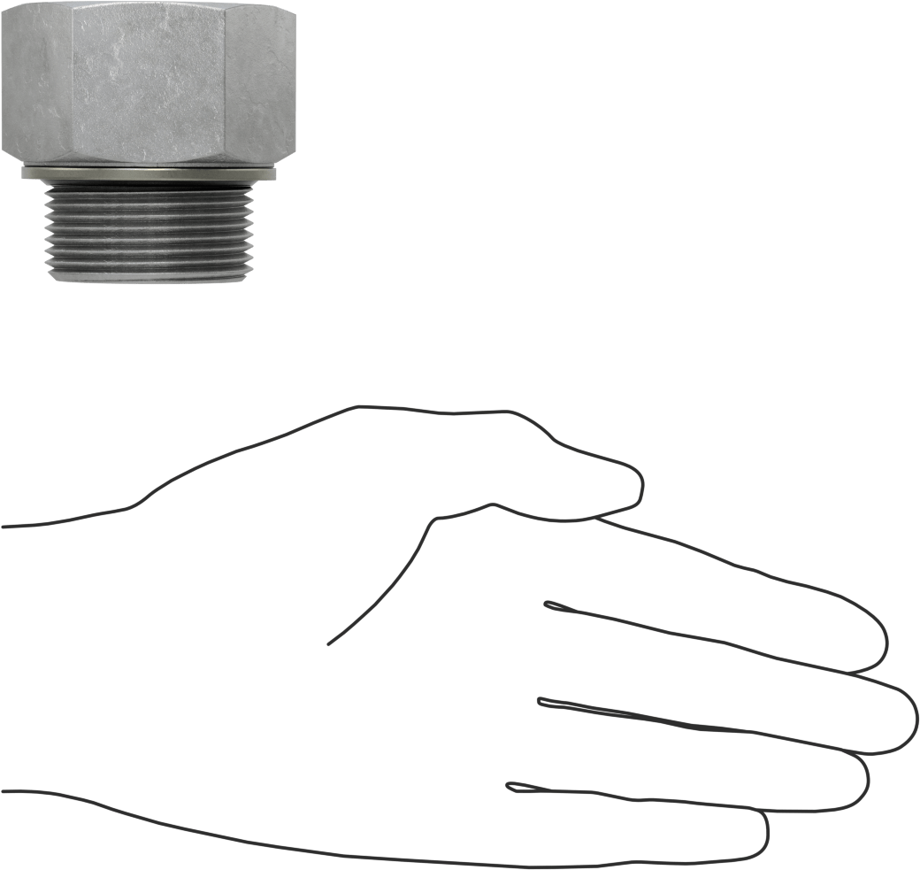 Kompakt Aşırı Basınçlı Çelik Boru Bağlantı Elemanı, Düz Adaptör, 1-1/4 NPT Dişi x 1-1/4 BSPP Erkek