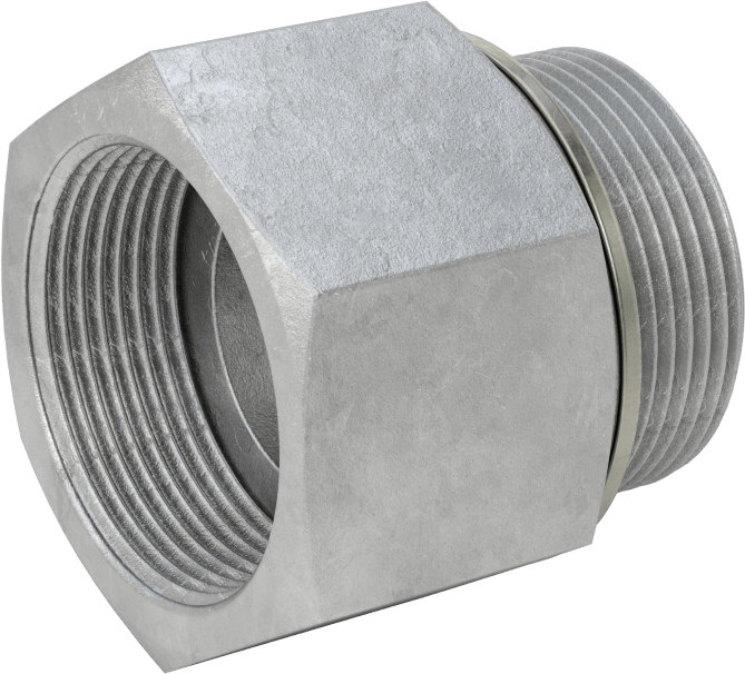 Kompakt Aşırı Basınçlı Çelik Boru Bağlantı Elemanı, Düz Adaptör, 1-1/2 NPT Dişi x 1-1/2 BSPP Erkek