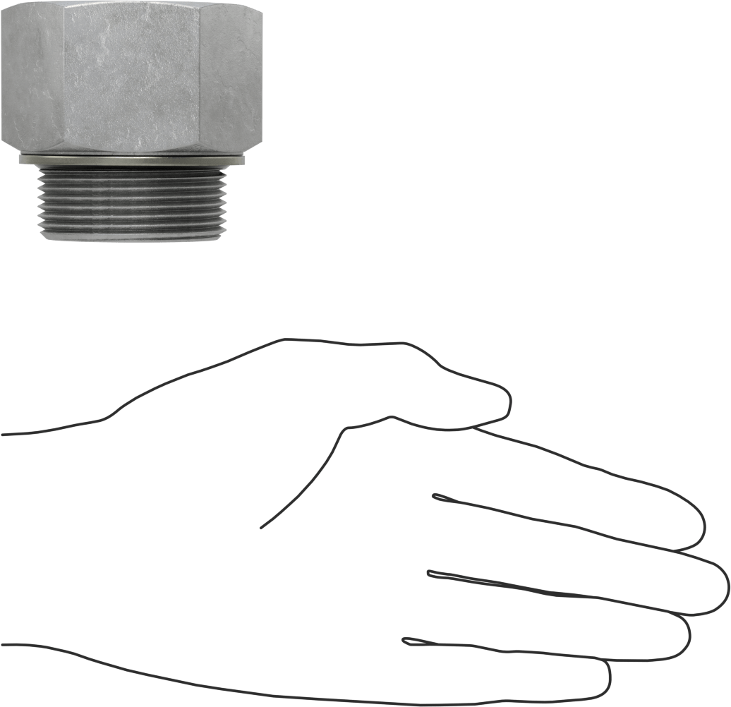 Kompakt Aşırı Basınçlı Çelik Boru Bağlantı Elemanı, Düz Adaptör, 1-1/2 NPT Dişi x 1-1/2 BSPP Erkek