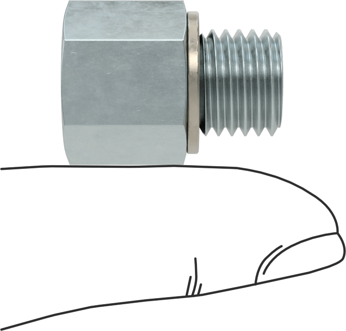Kompakt Aşırı Basınçlı Çelik Boru Bağlantı Elemanı, Adaptör, 1/8 NPT Dişi, M12 x 1,5 mm Erkek Diş
