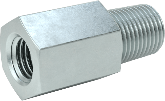 Kompakt Aşırı Basınçlı Çelik Boru Bağlantı Elemanı, Adaptör, M8 x 1,00 mm Dişi Diş, 1/8 NPT Erkek