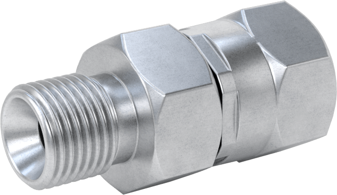 Kompakt Aşırı Basınçlı Çelik Boru Bağlantı Elemanı, Döner Başlıklı Adaptör, 1/8 BSPP Dişi x 1/8 BSPP Erkek