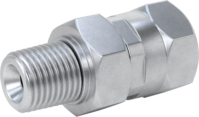 Kompakt Aşırı Basınçlı Çelik Boru Bağlantı Elemanı, Döner Başlıklı Adaptör, 1/8 BSPP Dişi x 1/8 NPT Erkek