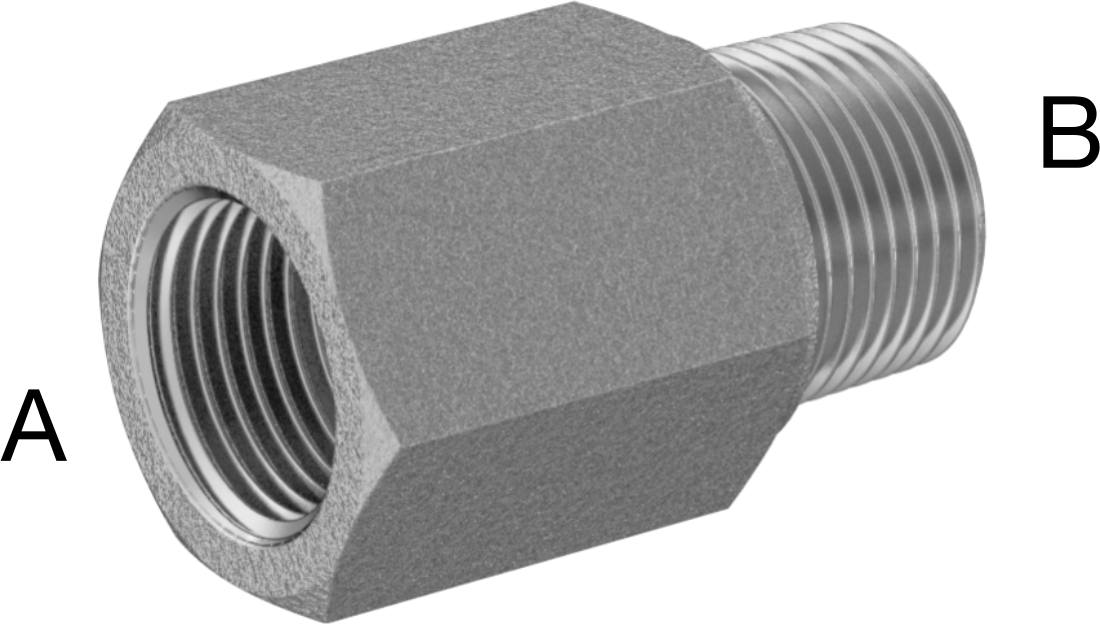 Kompakt Aşırı Basınçlı Çelik Boru Bağlantı Elemanı, Düz Adaptör, 3/8 BSPP Dişi x 3/8 BSPT Erkek