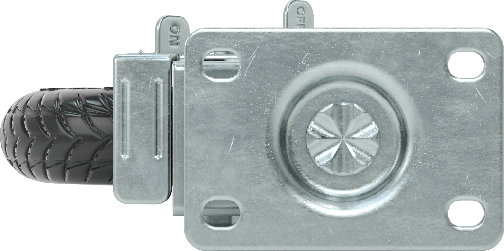 3-3/4“ x 2-5/8” Montaj Plakalı Tekerlek, Frenli Döner Tekerlek ve 6" Çapında Siyah Pnömatik Kauçuk Tekerlek