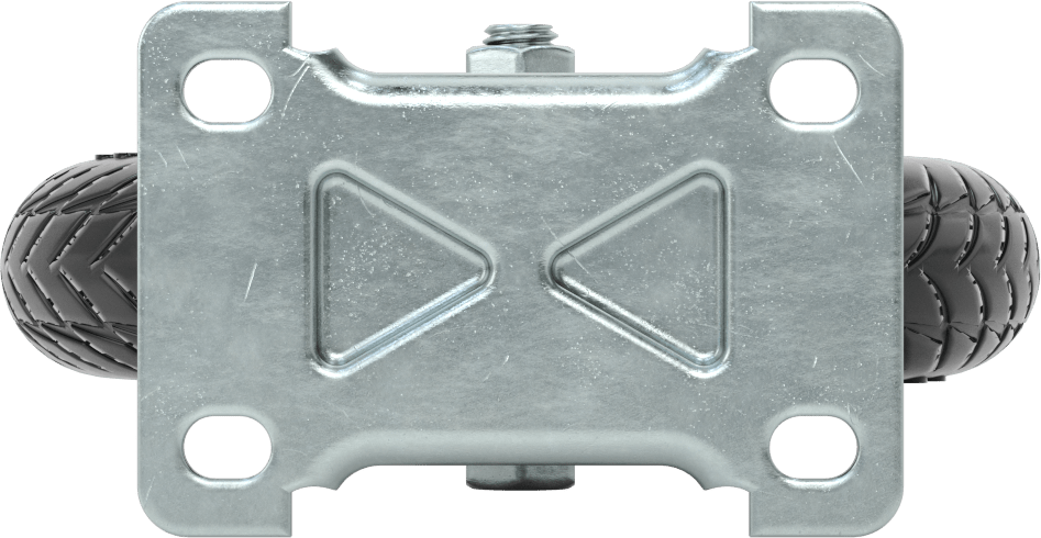 3-3/4“ x 2-5/8” Montaj Plakalı Tekerlek, 6" Çaplı Siyah Pnömatik Kauçuk Tekerlekli Sert
