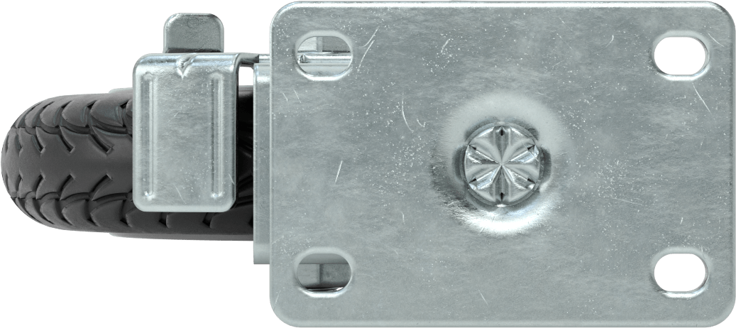 3-3/4“ x 2-5/8” Montaj Plakalı Tekerlek, Frenli ve Patlamayan 6 inç Çapında Kauçuk Tekerlekli Döner Ayak