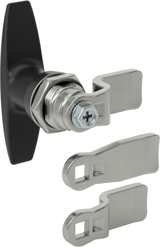 T-Kolu Kam Mandalı, Siyah Kaplamalı Çinko, 1/8", 3/8“ ve 11/16” Mandal Mesafesi