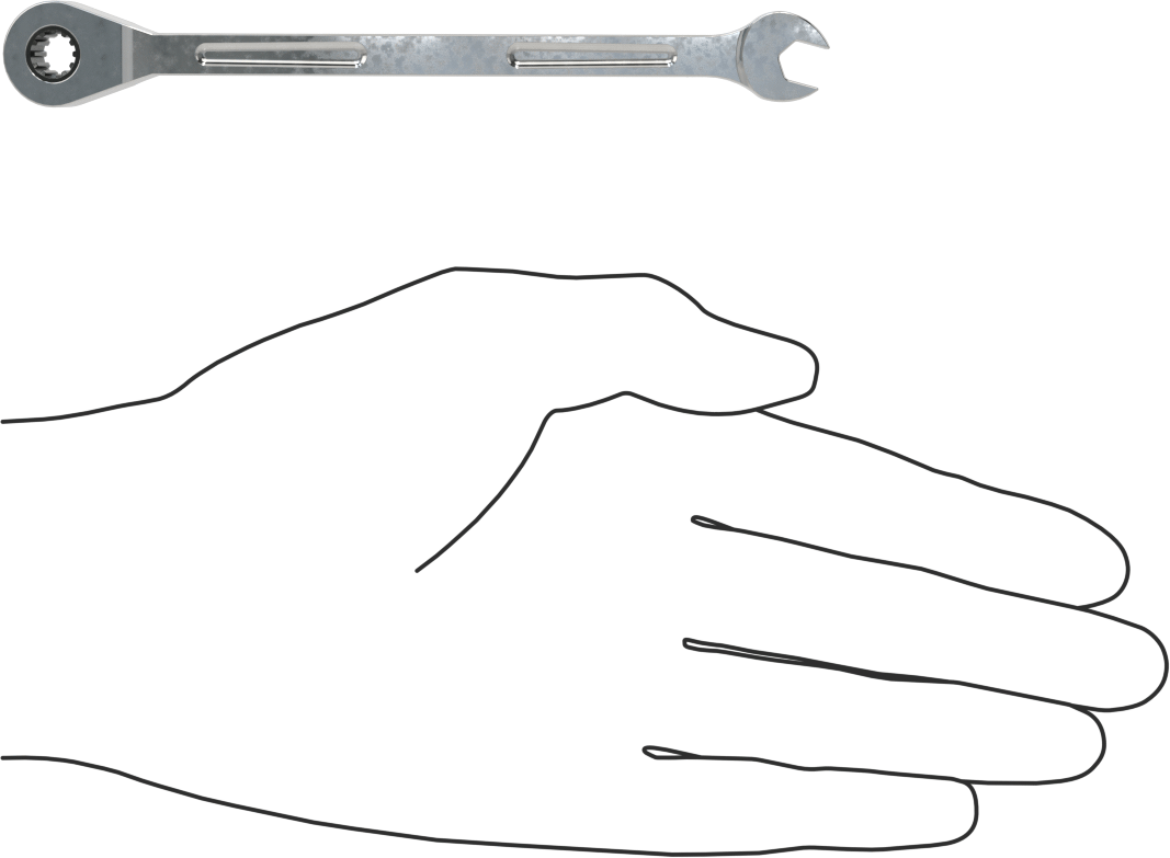 Spline Cırcırlı Kombinasyon Anahtarı, 1/4" Boyut, 5-5/32" Uzunluk