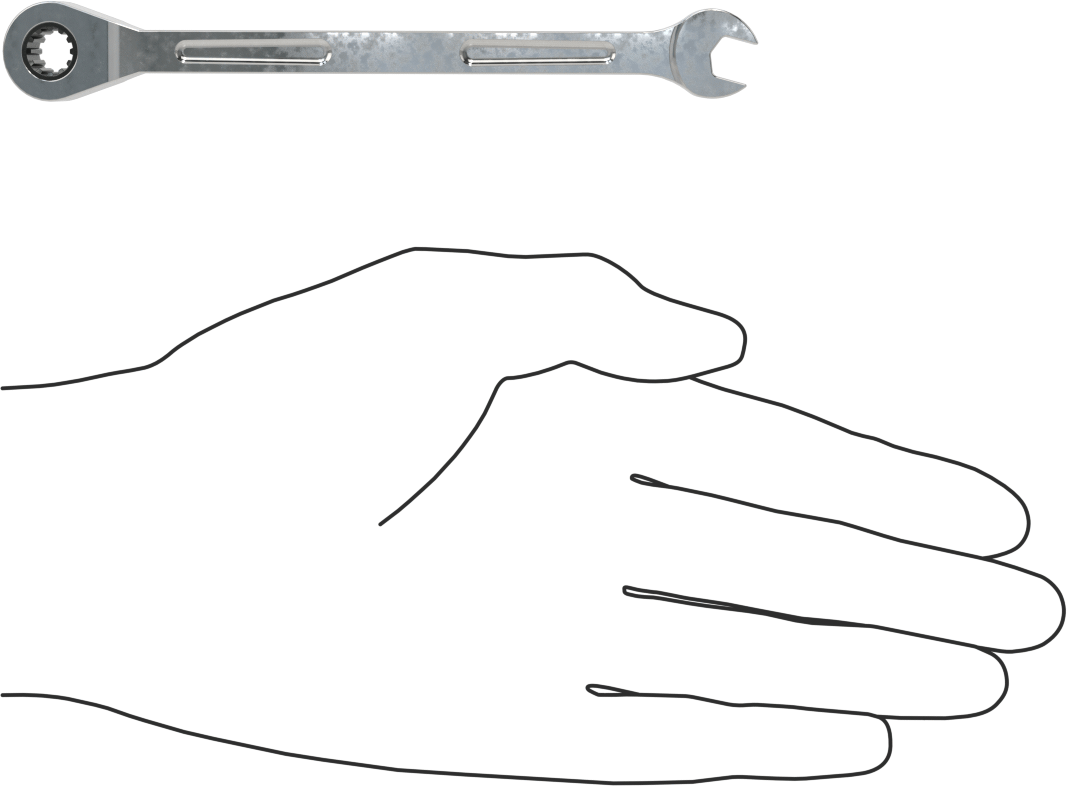 Spline Cırcırlı Kombinasyon Anahtarı, 9/32" Boyut, 5-11/64" Uzunluk