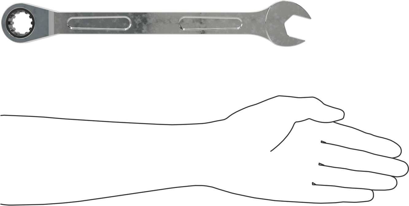 Spline Cırcırlı Kombinasyon Anahtarı, 7/8" Boyut, 12-37/64" Uzunluk