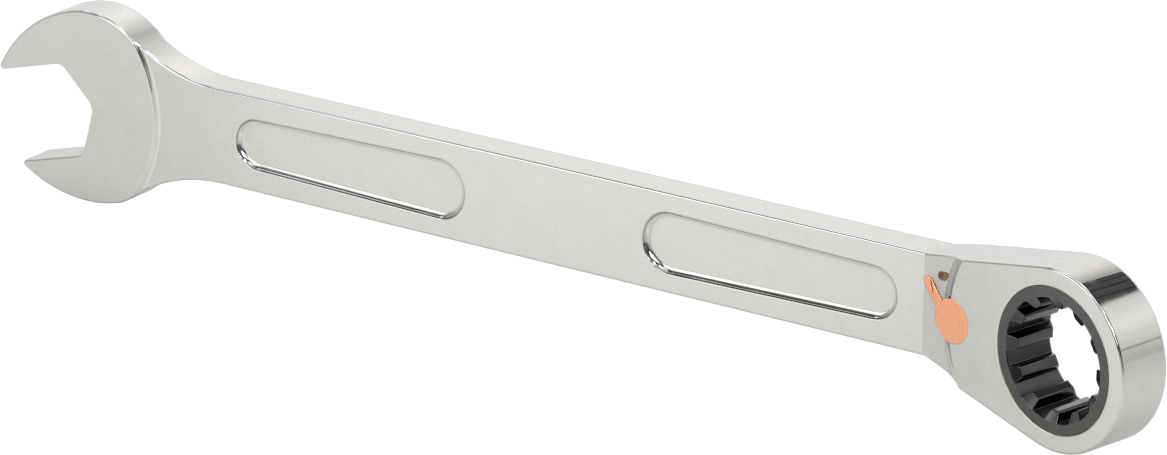 Spline Cırcırlı Kombinasyon Anahtarı, 1" Boyut, 14-1/64" Uzunluk