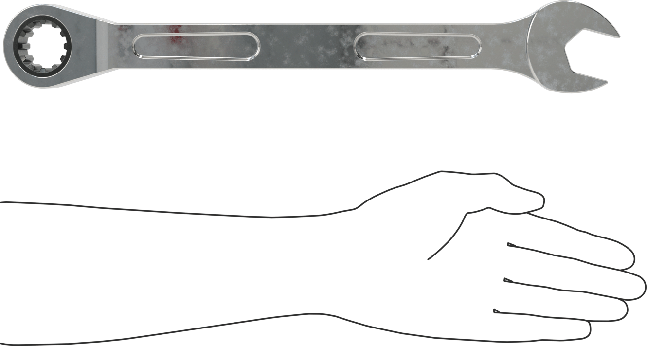 Spline Cırcırlı Kombinasyon Anahtarı, 1-1/8" Boyut, 15-53/64" Uzunluk