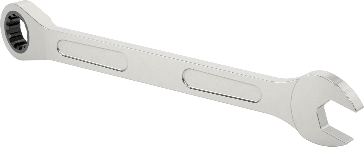 Spline Cırcırlı Kombinasyon Anahtarı, 1-1/4" Boyut, 16-7/8" Uzunluk