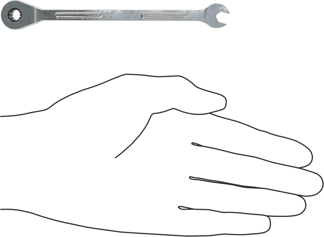 Spline Cırcırlı Kombinasyon Anahtarı, 6 mm Boyut, 5-5/32" Uzunluk