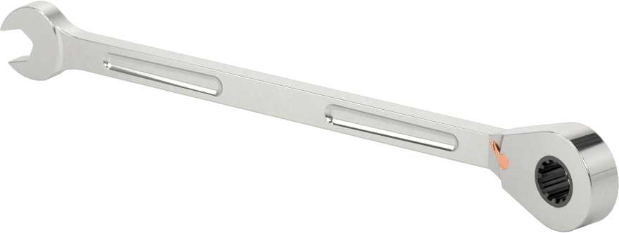 Spline Cırcırlı Kombinasyon Anahtarı, 6 mm Boyut, 5-5/32" Uzunluk