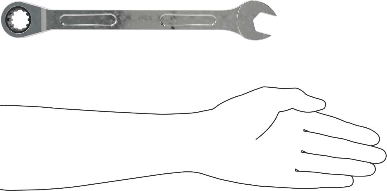 Spline Cırcırlı Kombinasyon Anahtarı, 21 mm Boyut, 11-13/16" Uzunluk