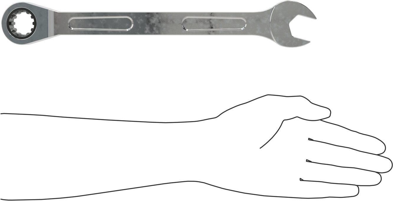 Spline Cırcırlı Kombinasyon Anahtarı, 24 mm Boyut, 13-5/16" Uzunluk