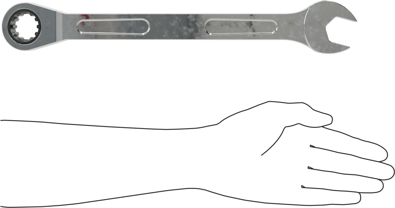Spline Cırcırlı Kombinasyon Anahtarı, 27 mm Boyut, 14-15/16" Uzunluk