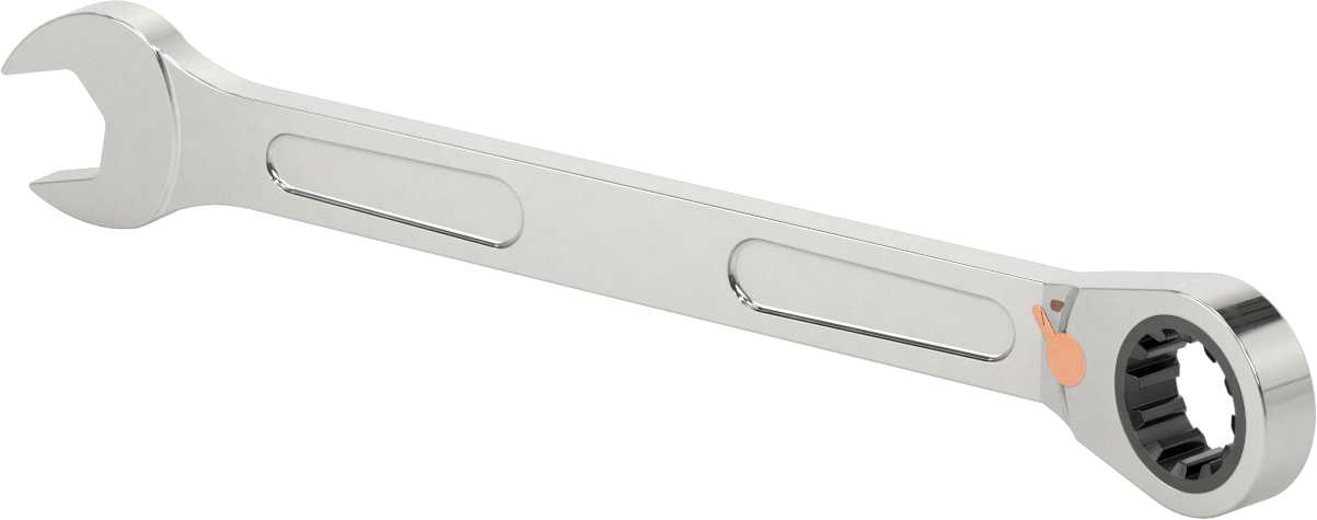 Spline Cırcırlı Kombinasyon Anahtarı, 30 mm Boyut, 15-13/16" Uzunluk