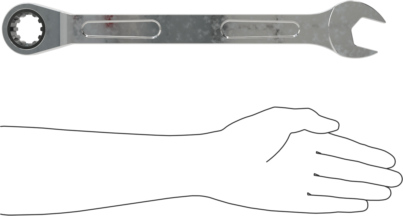Spline Cırcırlı Kombinasyon Anahtarı, 30 mm Boyut, 15-13/16" Uzunluk
