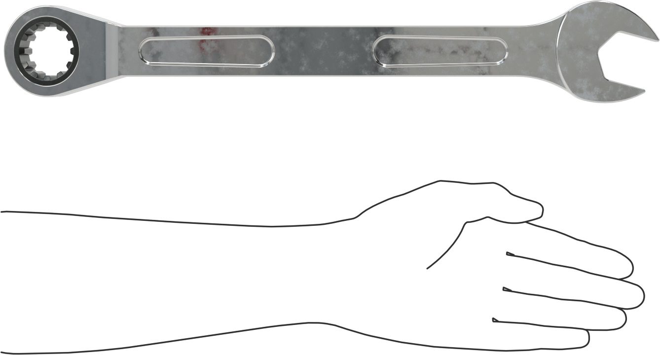 Spline Cırcırlı Kombinasyon Anahtarı, 32 mm Boyut, 16-55/64" Uzunluk